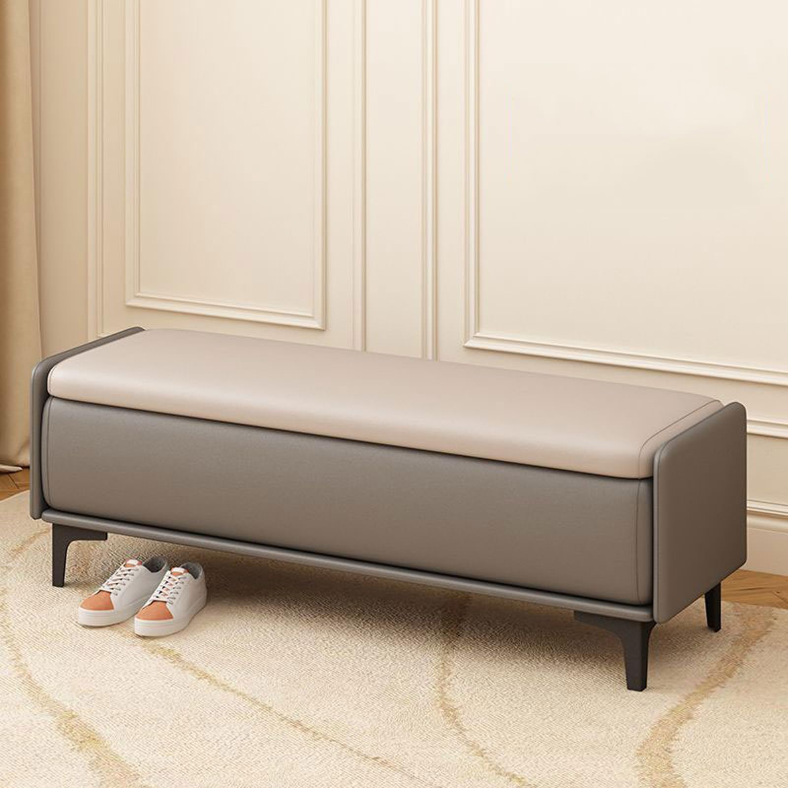 Banco de Ventana y Zapatos para Recibidor Asiento Cómodo con Espacio de Almacenamiento Interno