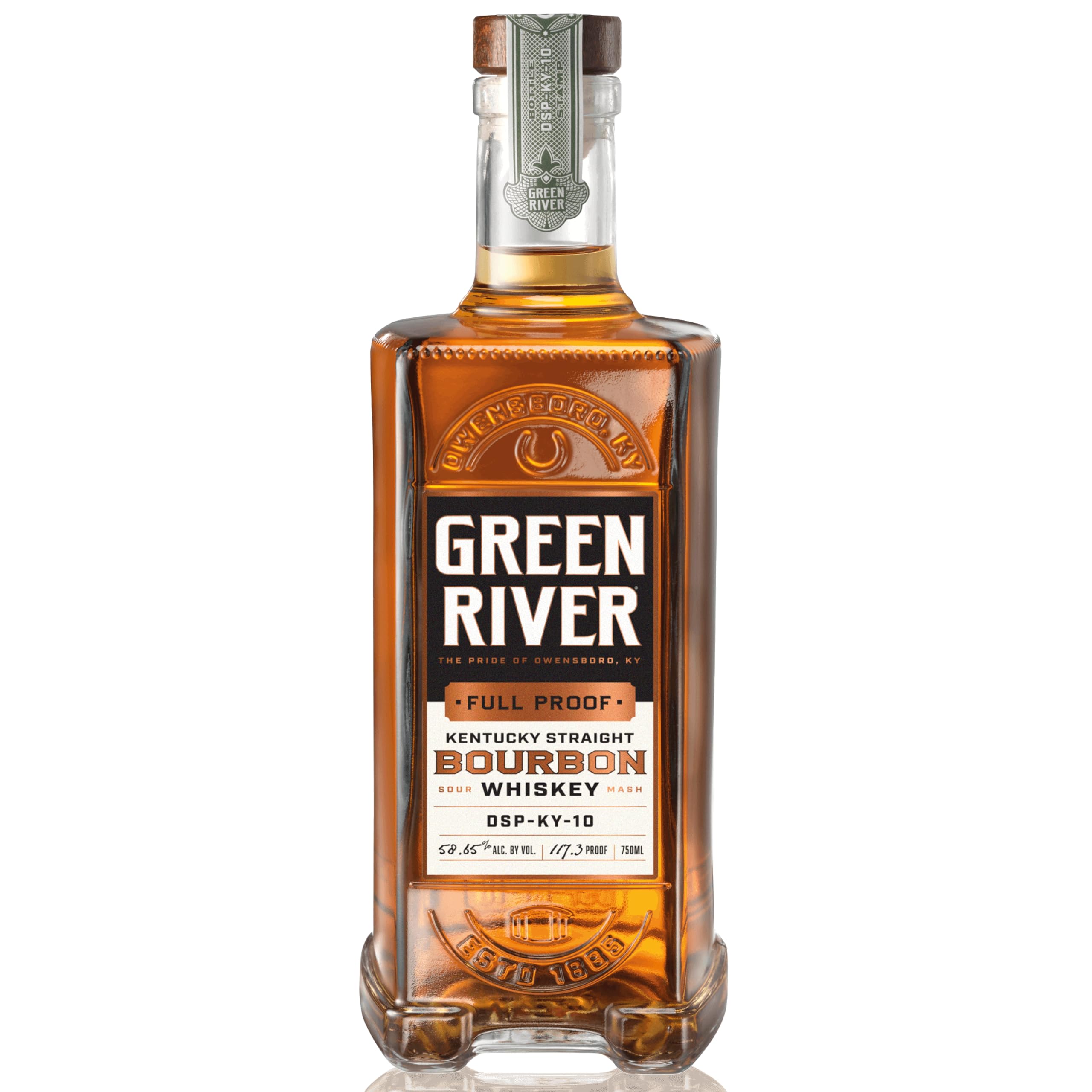 Green River Full Proof Kentucky Straight Bourbon Whiskey – Small Batch Barrel Strength Bourbon – 70cl Bottle, 58.95% ABV – Rich, Spicy American Whiskey for Sipping & Cocktails
