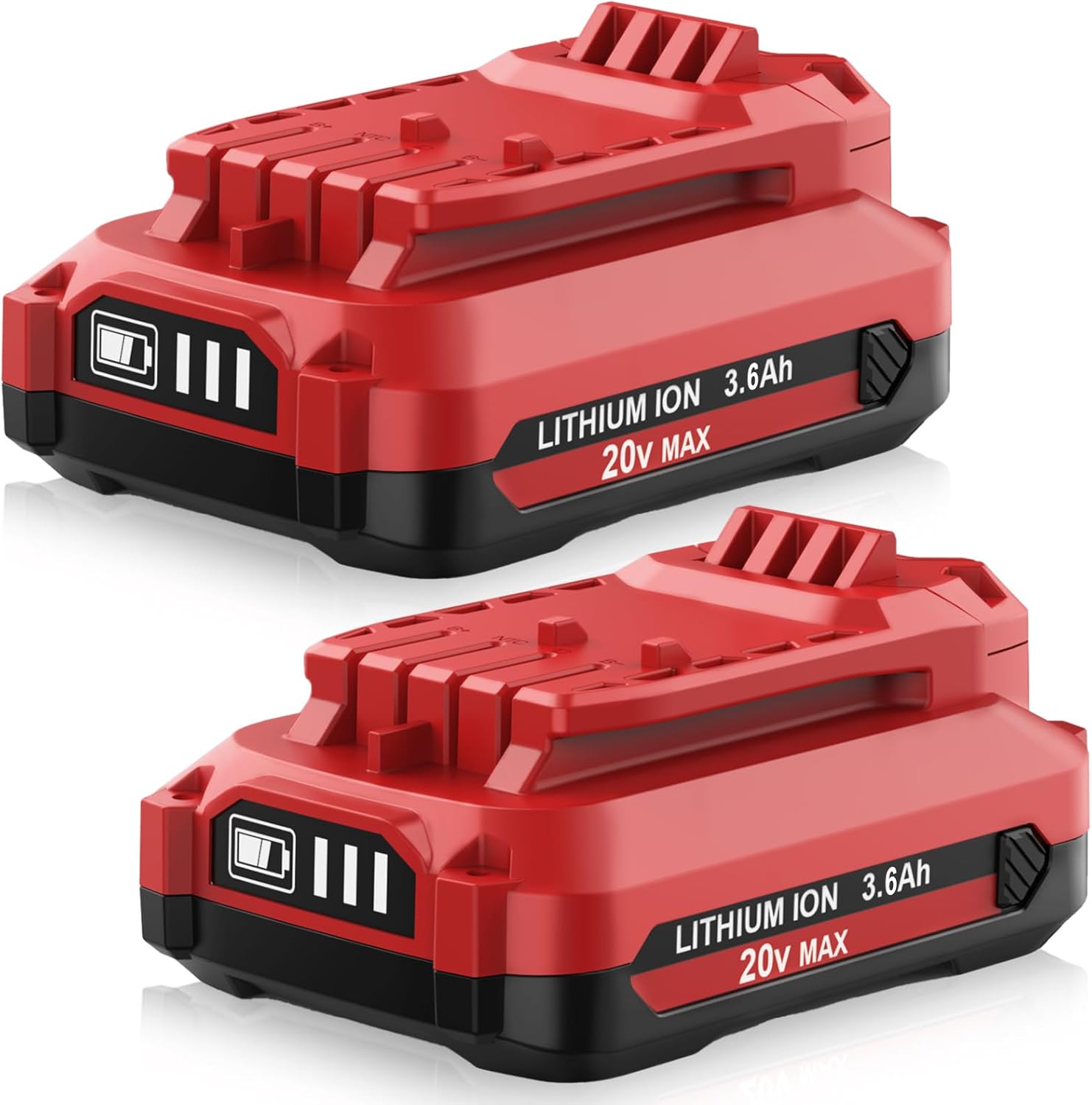 2 Pack 20V 3600mAh Replacement for Craftsman V20 Lithium Ion Battery, Compatible with Craftsman 20 Volt Battery 3.6Ah MAX CMCB205 CMCB204 CMCB206 CMCB202 CMCB201 20 Volt Cordless Power Tools (Red)