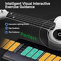 Vista 5 de Populele Ukelele Smart Concert - Ukelele de fibra de carbono de 23 pulgadas con 72 luces LED, lecciones en línea gratuitas y biblioteca