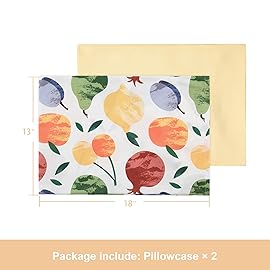 TILLYOU Toddler Pillowcases 13 x 18 Travel Pillow Case 2 Pack, Kids Pillowcases Machine Washable with Envelope Closure, Fruit Shadow & Orangish