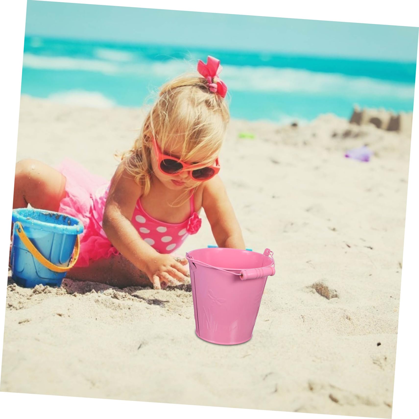 TOYANDONA 4pezzi Secchiello di Sabbia per Ragazzo Ragazza Ragazza Secchiello da Spiaggia Giocattolo Mini Secchielli in Latta