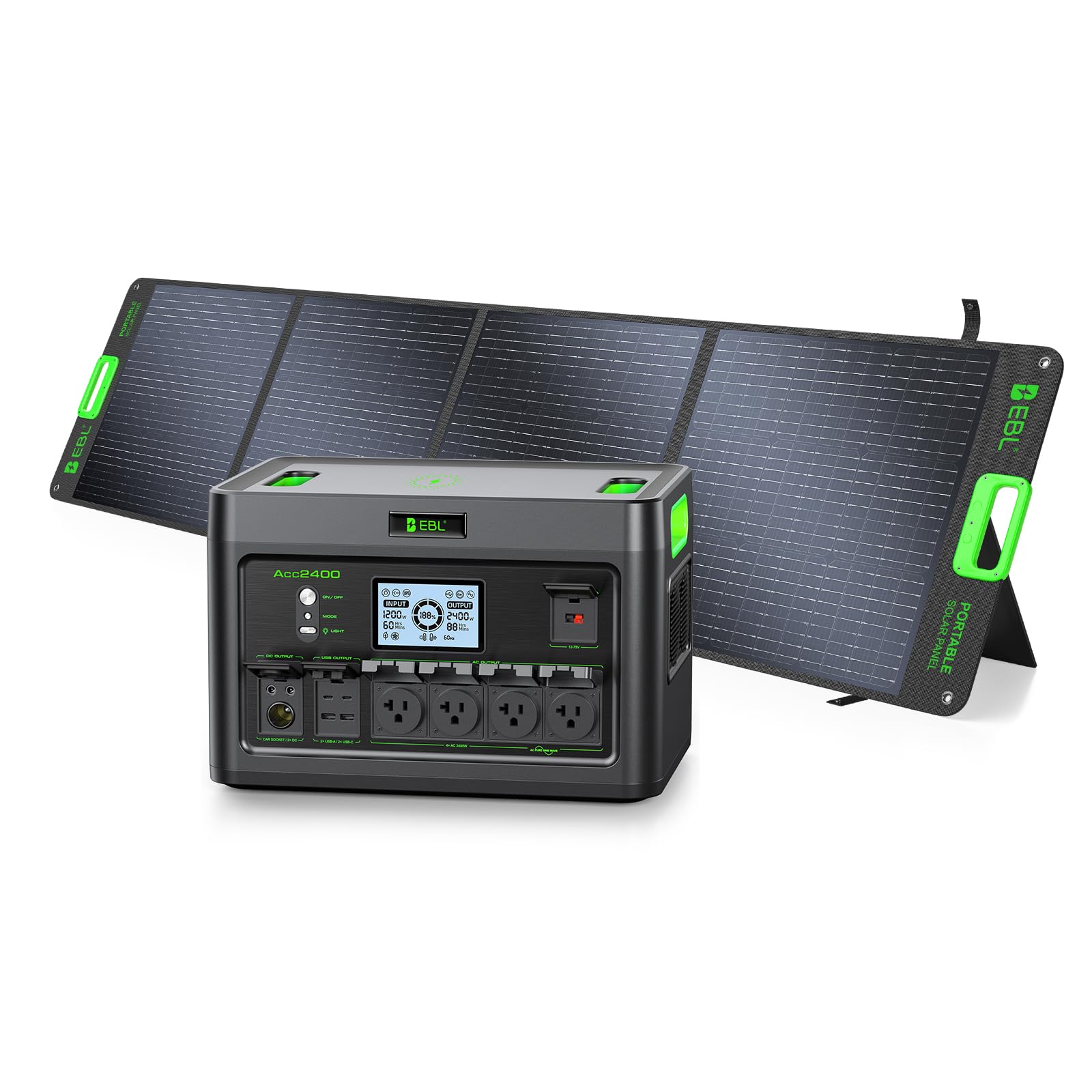 EBL 2400W Portable Power Station with 200W Solar Panel, 1843.2Wh