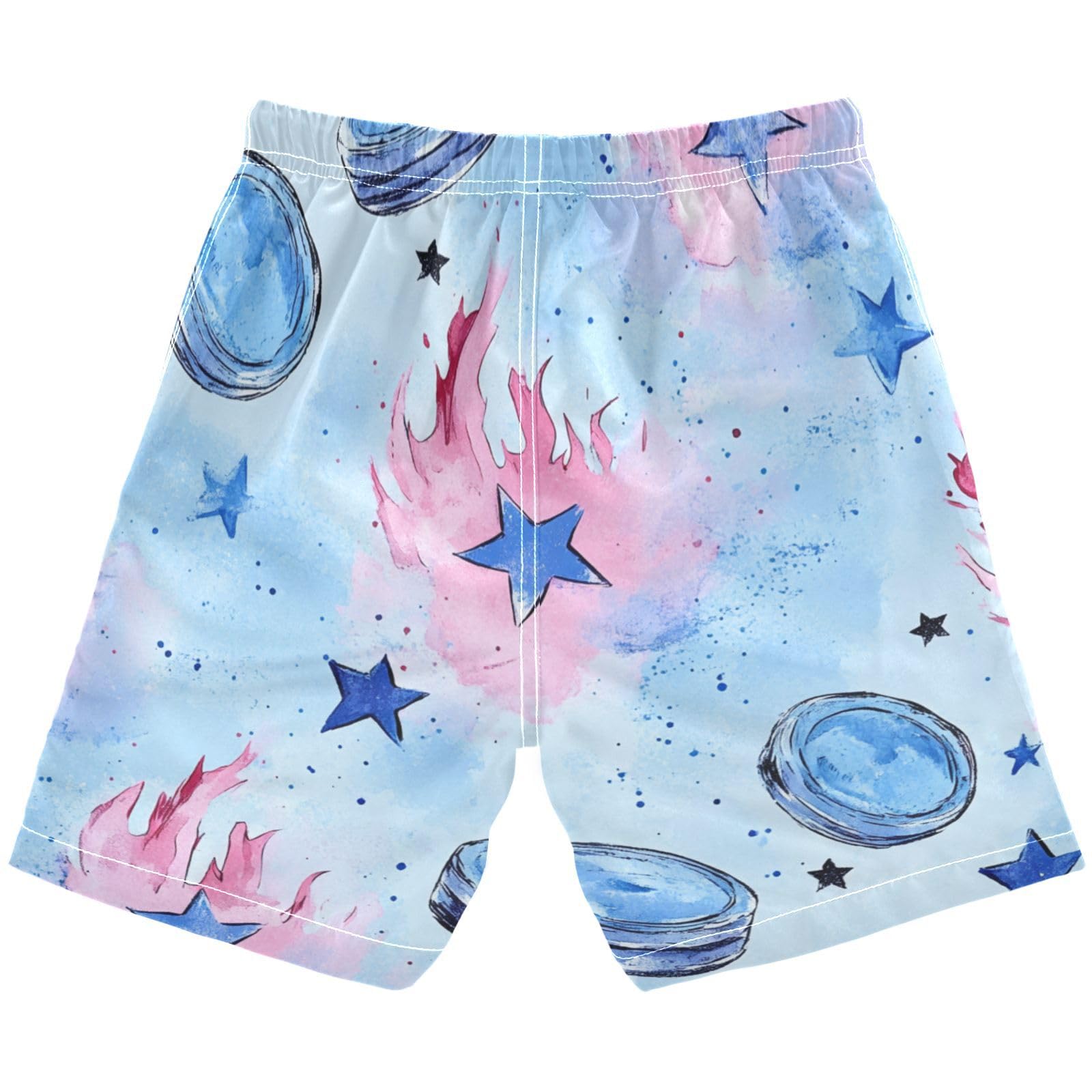Jucciaco Boys Beach Board Shorts Blue Star Hockey Sport Swim Trunk Teen Swimwear
