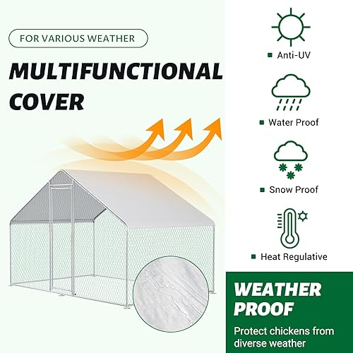 Miniatura 5 de CHICKENPEN Gallinero grande de metal para aves de corral, corral para conejos, casa de hábitat, gallinero en forma de espira con cubierta