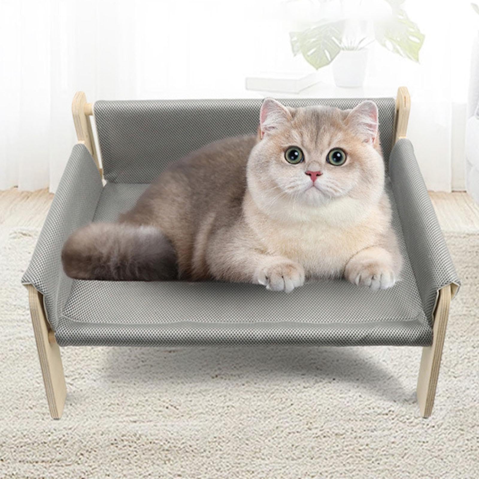 Amaca, Letto, Divano, Sedia da Gioco E Cuccia Resistente per Gatti, con Rivestimento Rimovibile E Stabile, Comoda Cuccia Rialzata per Gatti, Grigio