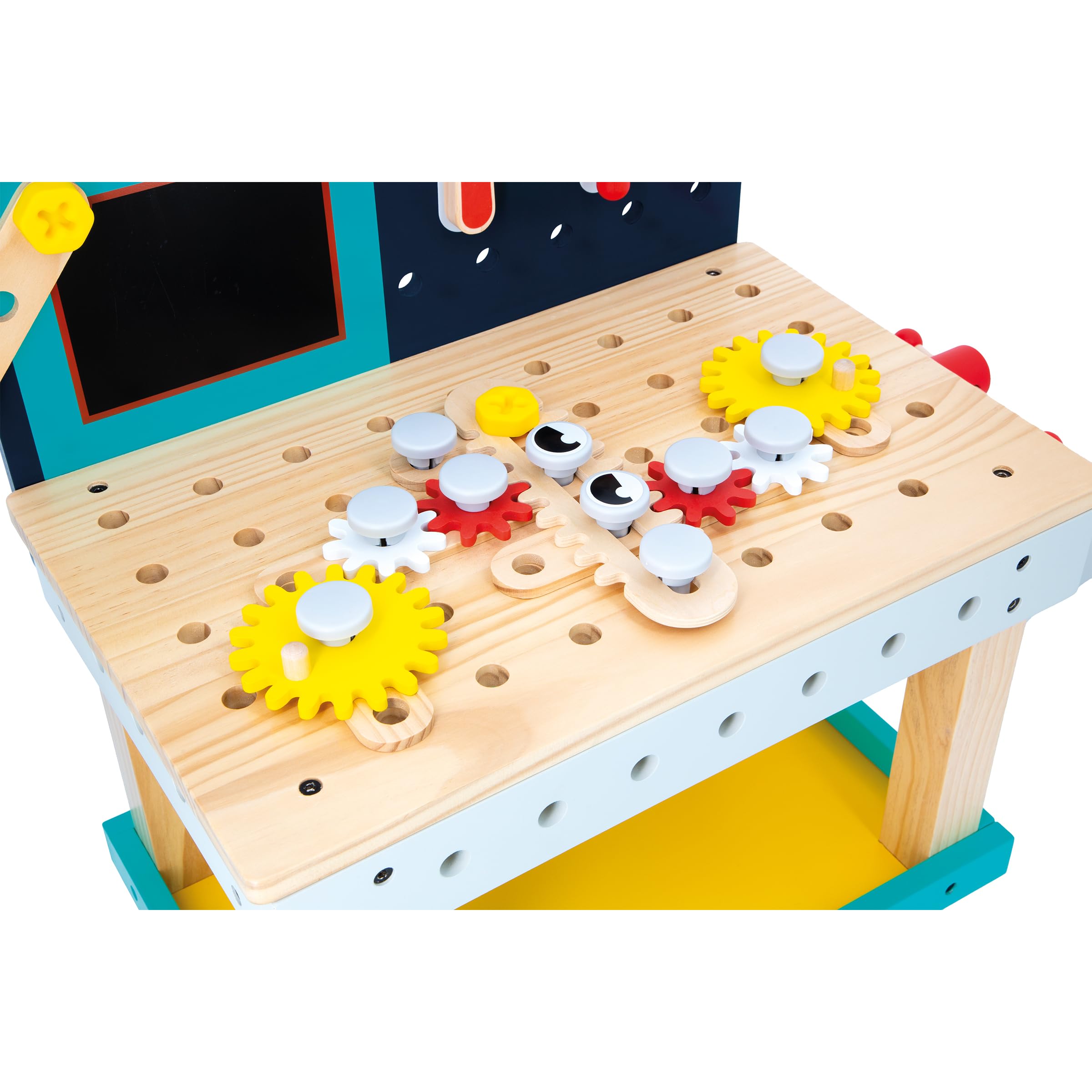 Janod - Mon Premier Jeu de Construction - Grand Établi Robot - Jeu de Bricolage Enfant - 50 Pièces - Hauteur Ajustable - Imitation - 3 Ans + - J06457
