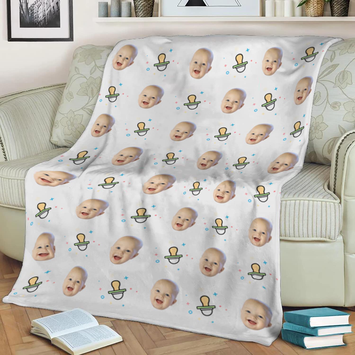 Coperta Personalizzata Facce,coperta Personalizzata Neonato Con Foto E Nome,360 Grammi Morbida Confortevole Coperta In Pile,neonata,neonato,bambino,Foto Regali Originali (59"x78"/150x200cm)