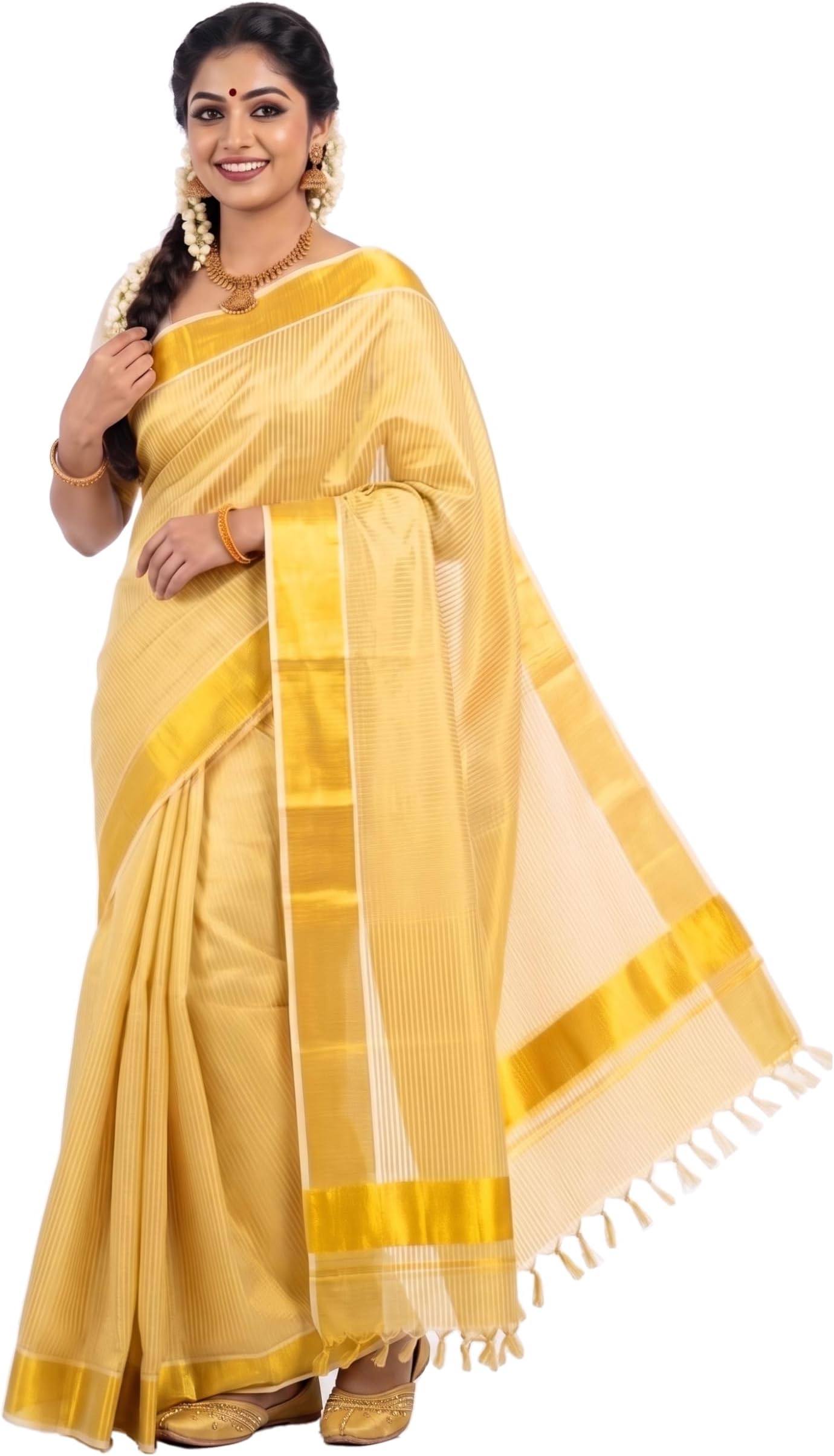 Womens Kerala Traditional Tissue Saree with Running Blouse Piece