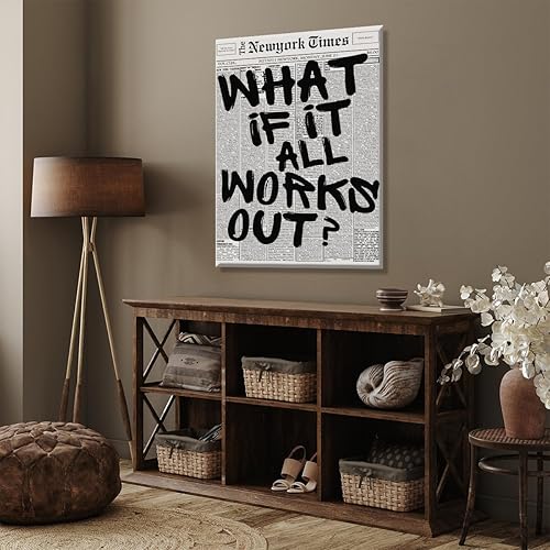 Miniatura 6 de Póster de periódico retro en blanco y negro con texto en inglés What If It All Workout, arte de pared vintage, póster con cita de afirmación, lienzo