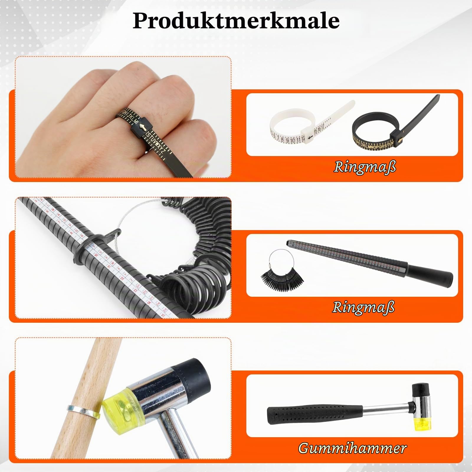 Ringbiegewerkzeug für Schmuckherstellung, Ringherstellung, Ringbieger | Ring Biegemaschine mit 27-teiligem Set aus Nylon/Metall Matrizen, Ringmaß, Hammer & Polierwerkzeuge