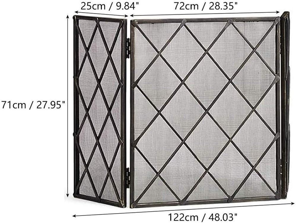 3-Panel Fireplace Screen, Large Fire Safe Guard with Mesh, Spark Protector for Wood Burning & Gas Stoves, Freestanding Fire Barrier for Living Room & Outdoor Grills