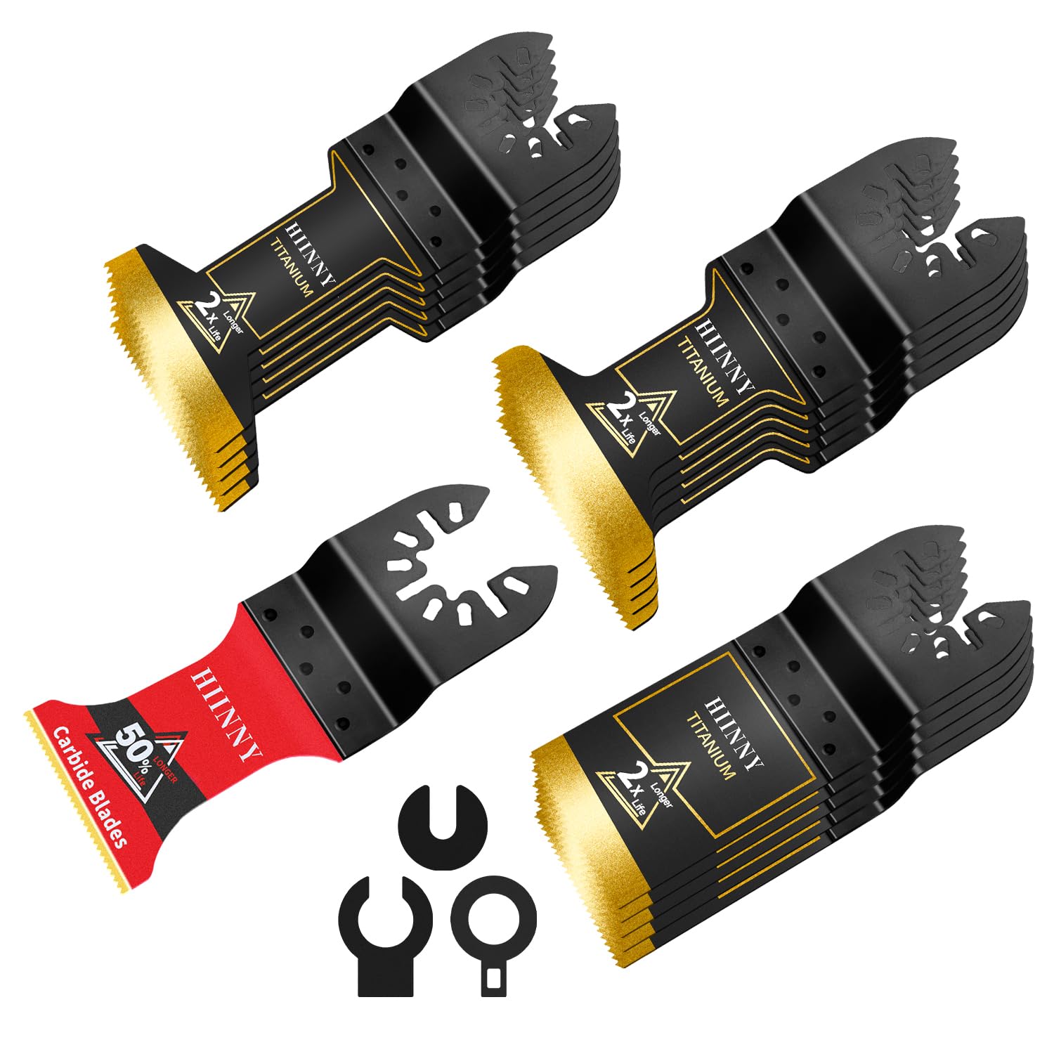 16PCS Titanium and Carbide Oscillating Tool Blades, Heary Duty for Hard Material,Professional Universal Oscillating Saw Blades Multitool Blades Kits for Metal Wood Dewalt Milwaukee Ryobi Fein