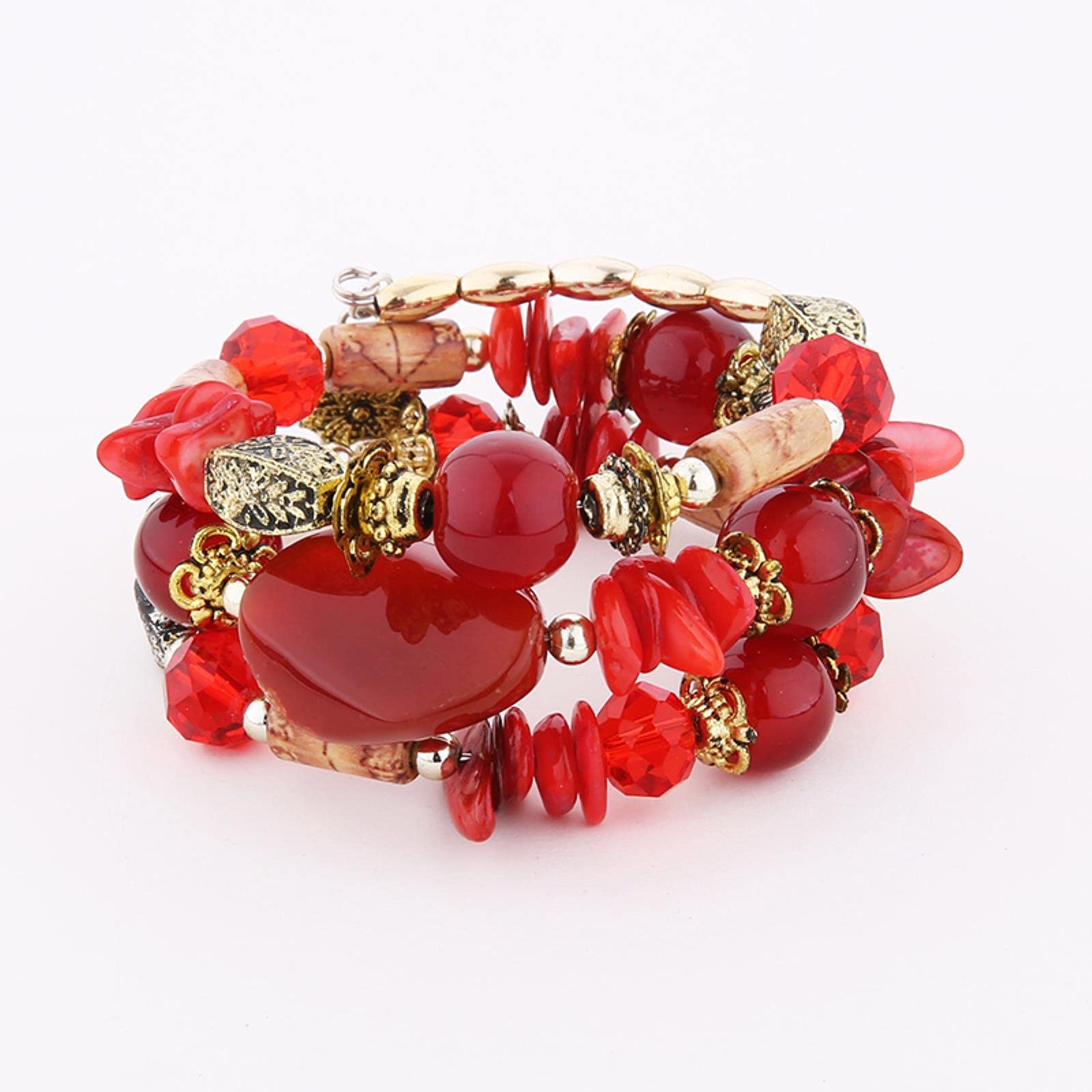 BCJMKDX bohemian bracelet, Natural Stone Beads Bangle Bracelet Gold Color Metal Bohemian Ethnic Costume Jewelry Bracelets for Women(B)