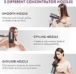 Slopehill Professional Ionic Hair Dryer, Powerful 1800W Fast Drying Low Noise Blow Dryer with 2 Concentrator Nozzle 1 Diffuser Attachments for Home Salon Travel (Grey)