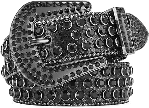 Amazon.com: Women Men Black Rhinestone Belt Bling Western