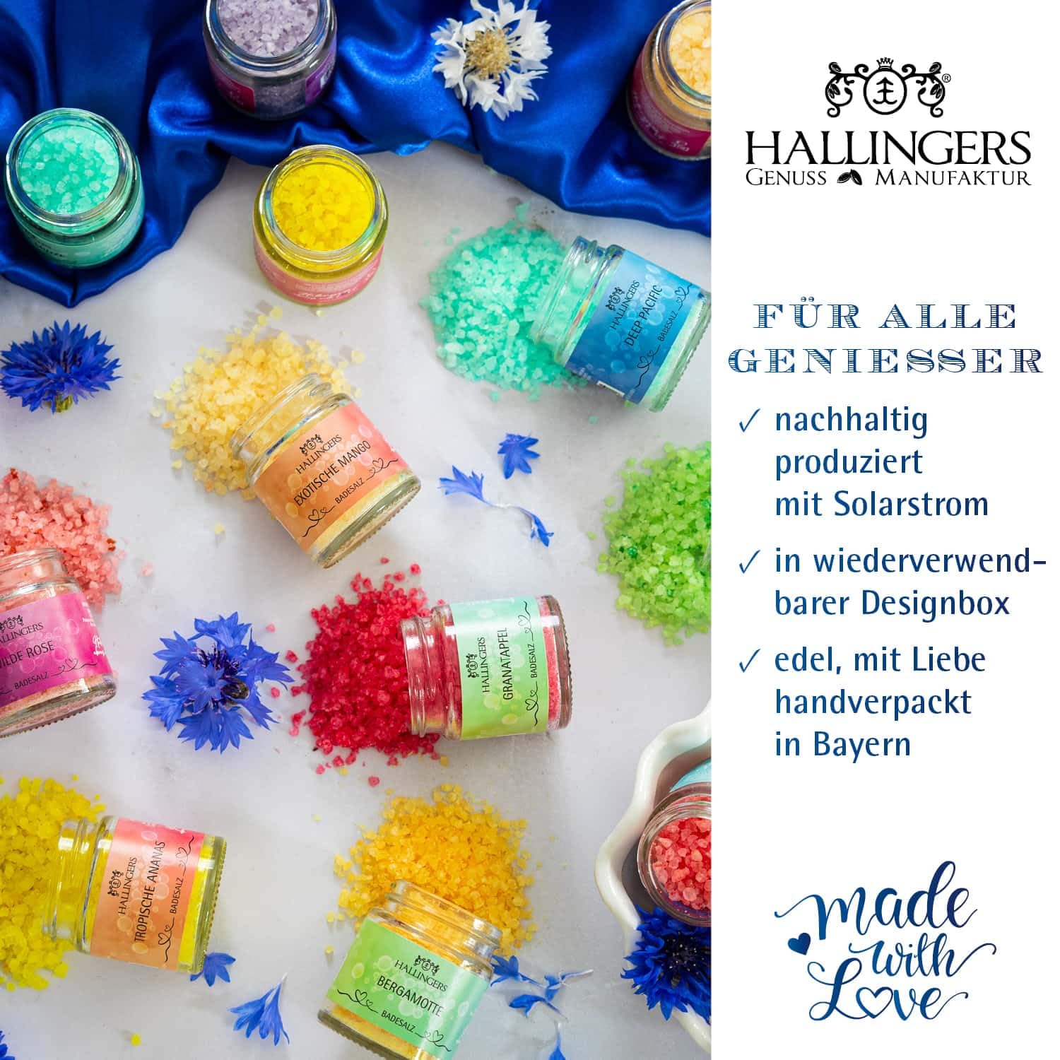 Hallingers Genuss Manufaktur Badesalze Vatertagsgeschenk-Set - 24x Badezusatz mit Totes Meer Badesalz Geschenkbox, Badekristalle Fußbad & Spa ""Für Papa"", Geschenkidee für Papa Opa