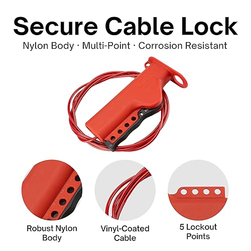 Miniatura 3 de Boviisky Cable de metal recubierto de bloqueo de cable de mano, 6 piezas, diámetro del cable 0.15 pulgadas, longitud del cable 7.87 pies, cumple con