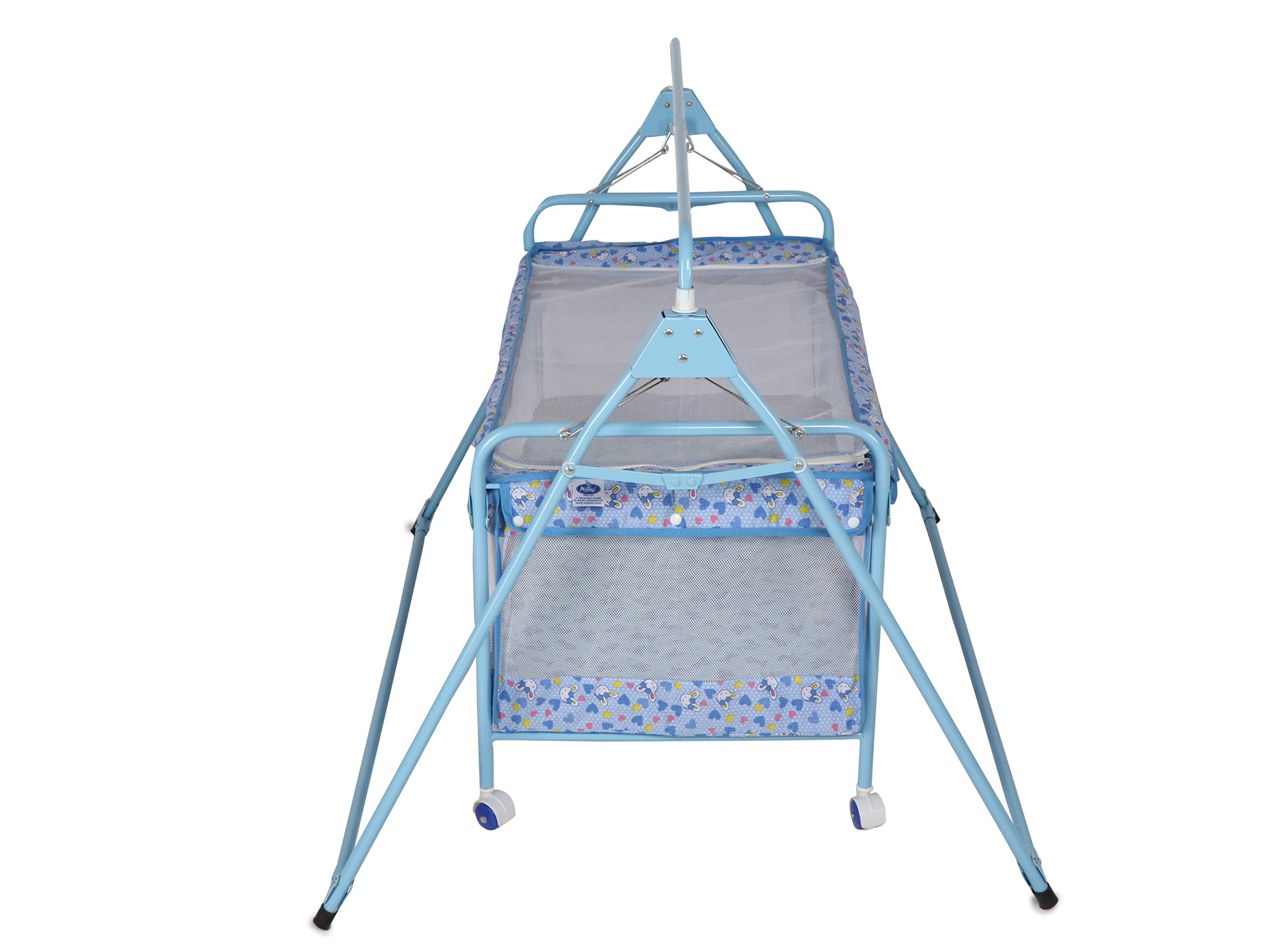 Natraj Sleepwell Baby Cradle, Swing, Ghodiya, Palna, Jhula, Totil - Sturdy Frame, Hammock Style, Compact Folding, Breathable Net Cover, Anti-Skid Pad, 0 to 12 Months - CC31-STD (L Blue) 1