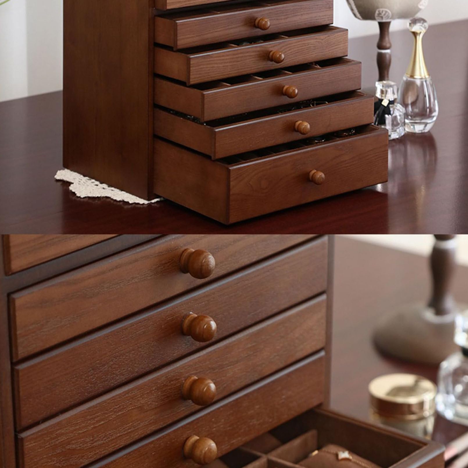 Schmuckschatulle, Schmuckschatulle Aus Holz, 10-Lagige Schmuckschatulle Mit Schublade, Extra GroßE Schmuck-Organizer-Box FüR Frauen Als Geschenk, Personalisierte Schmuckschatulle Aus Holz