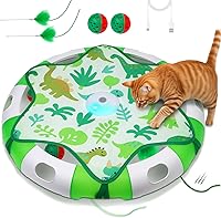 Vista 1 de Cat Toys for Indoor Cats, Interactive Automatic Hide and Seek Toy, Moving Concealed Feathers Wand Teaser, Bird Chirping Squeaky, Touch Activated