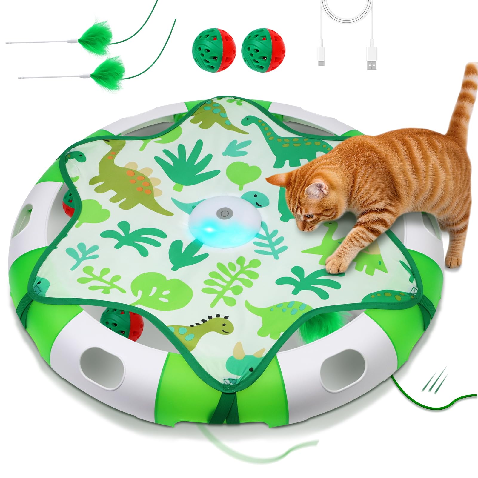 Giocattoli per gatti da interni, giocattolo interattivo automatico per nascondersi e cercare, con piume nascoste in movimento, bacchetta teaser per uccelli, cigolio per uccelli, attivato al tocco