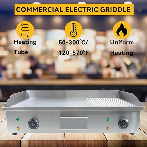 Miniatura 2 de NJTFHU 29 "parrilla comercial, 110 V 3000 W plancha eléctrica, antiadherente parrilla eléctrica plana, plancha para cocinar equipo de cocina