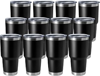 HASLE OUTFITTERS 30oz Stainless Steel Tumbler, Double Wall Vacuum Insulated Travel Mug Tumbler, Durable Insulated Coffee Mug, Gift Box Set (Black, 12)