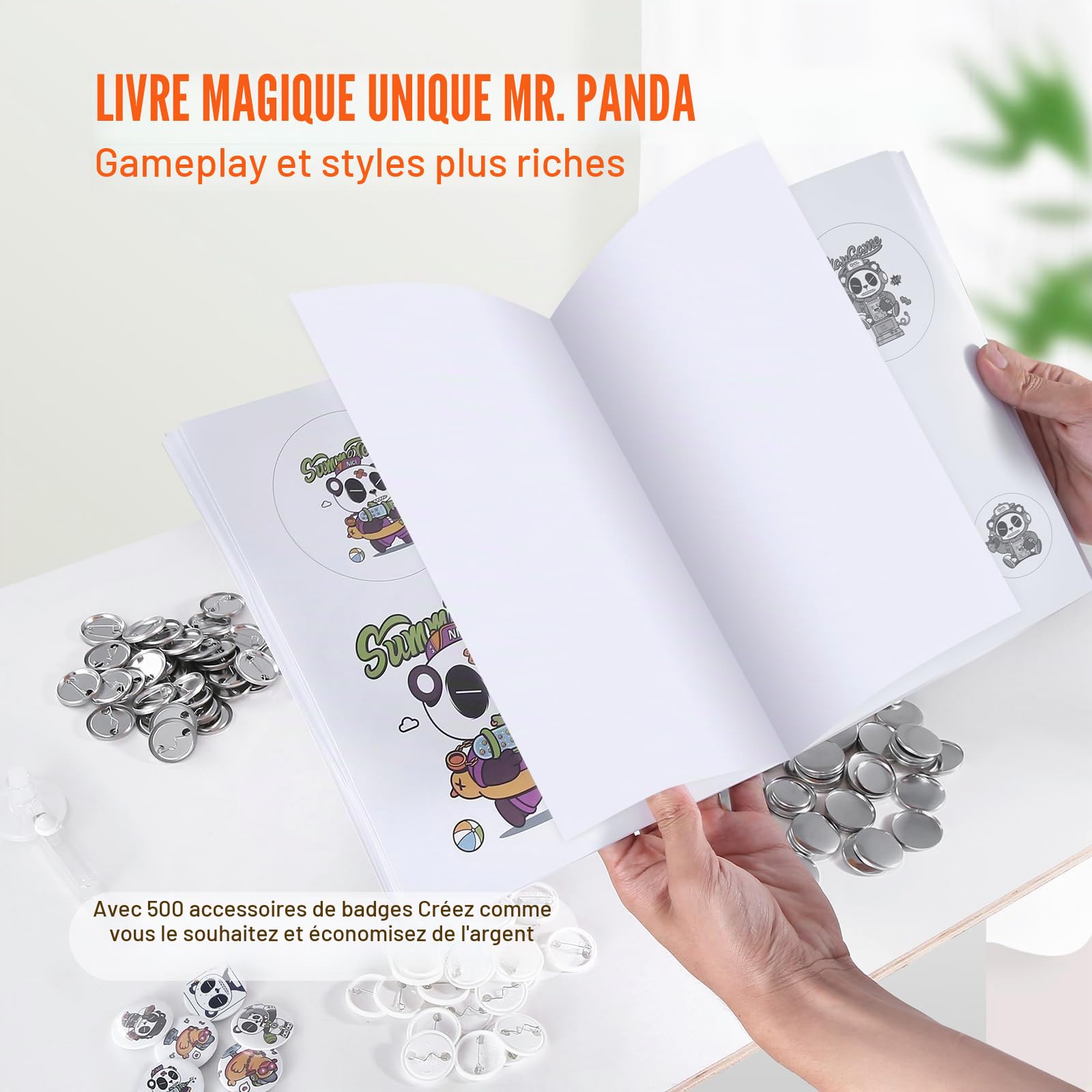 VEVOR Machine à Badges de 32 mm Presse à Badges avec 500 Kits de Consommables Livre Magique et Coupe-Cercle Machine à Fabriquer des Badges en Plastique Résistant pour Fabrication de Badges à Épingle