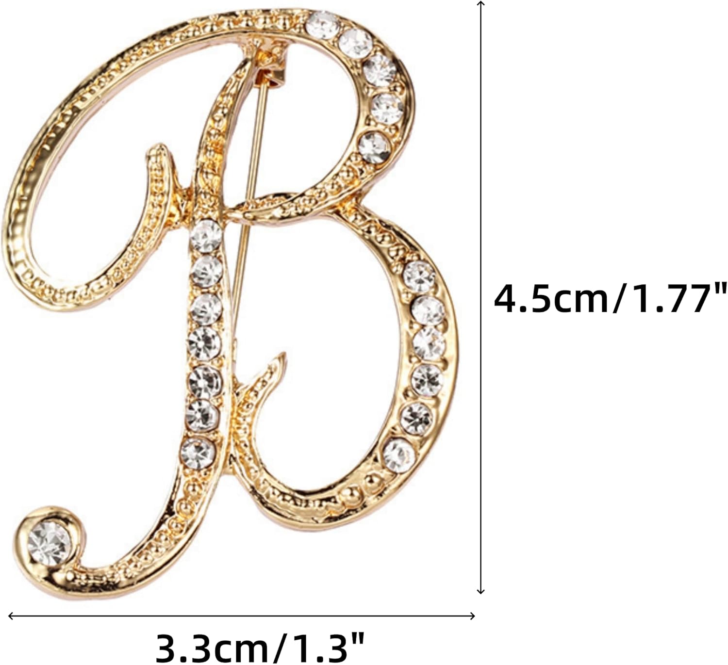 Rhinestone Initial Brooch Pin for Women, Alphabet Gold Letter Brooch A-Z with Crystal, Metal Pin for Hat Bag Dress Suit Accessory for Men