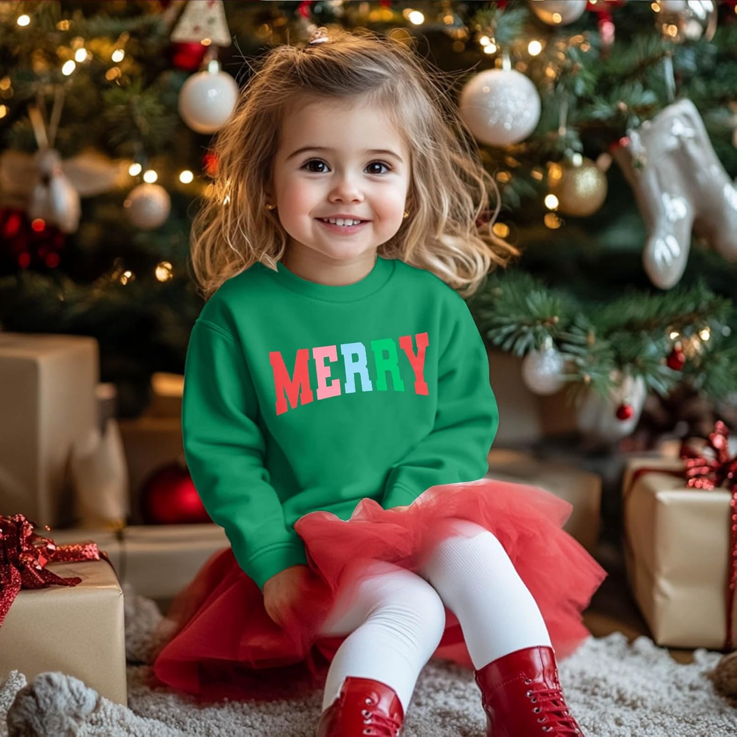 Toddler Baby Girl Christmas Sweatshirt Santa Claus Xmas Tree Bow Shirt Crewneck Long Sleeve Outfits Elk Sweater - Image 8