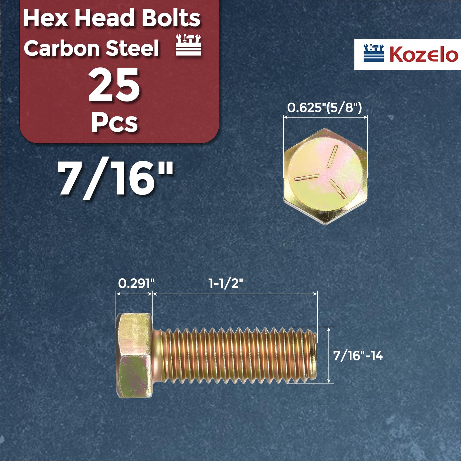 Kozelo 25 Pcs Hex Head Screws Bolts - Image 2