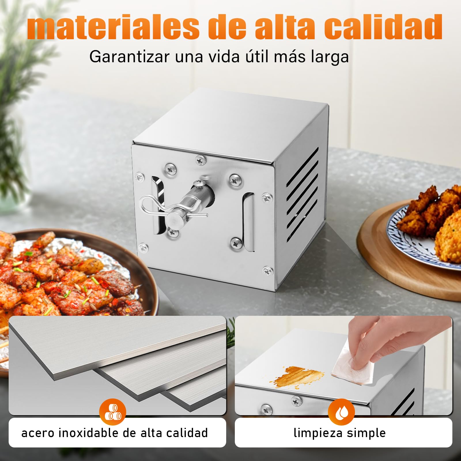 Accessoires de barbecue - Moteur de barbecue 220 V - Moteur tournebroche 25 W - En acier inoxydable - Barre pivotante - Longue durée de vie - Moteur pour cochon de lait - Pour rôtir le porc