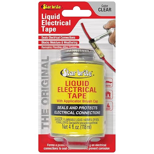 STAR BRITE Cinta aislante líquida con tapa aplicadora de cepillo - Adhesión superior y protección flexible para cables deshilachados, terminales y