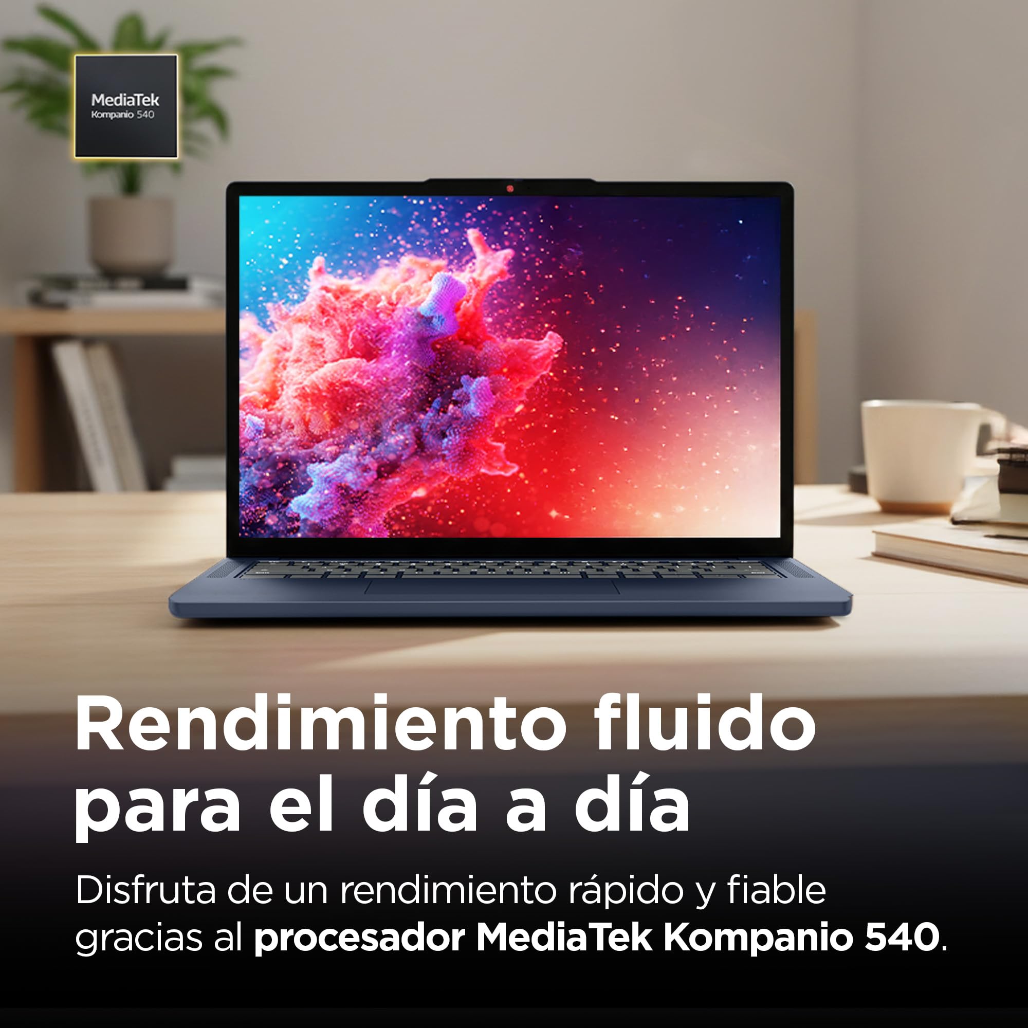Lenovo Chromebook Gen 11 - Ordenador Portátil 14" WUXGA (MediaTek Kompanio 540, 8 GB RAM, 128 GB UFS 2.2, ChromeOS) QWERTY Español, Azul + 3 Meses Google AI Pro con Gemini Pro y 5TB