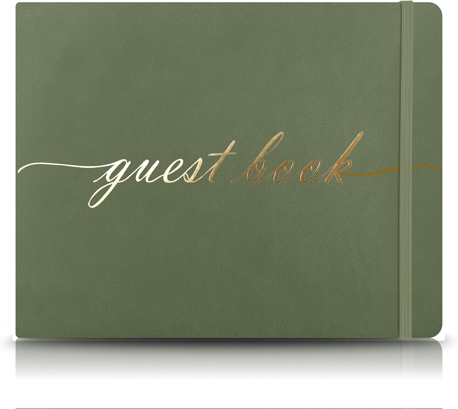 Elegant Wedding Guest Book - Perfect for Wedding Receptions, Baby Showers, Birthdays and Special Events - 7" x 9" Sign in Book - 120 Lined Pages - Leather Hardcover - Green