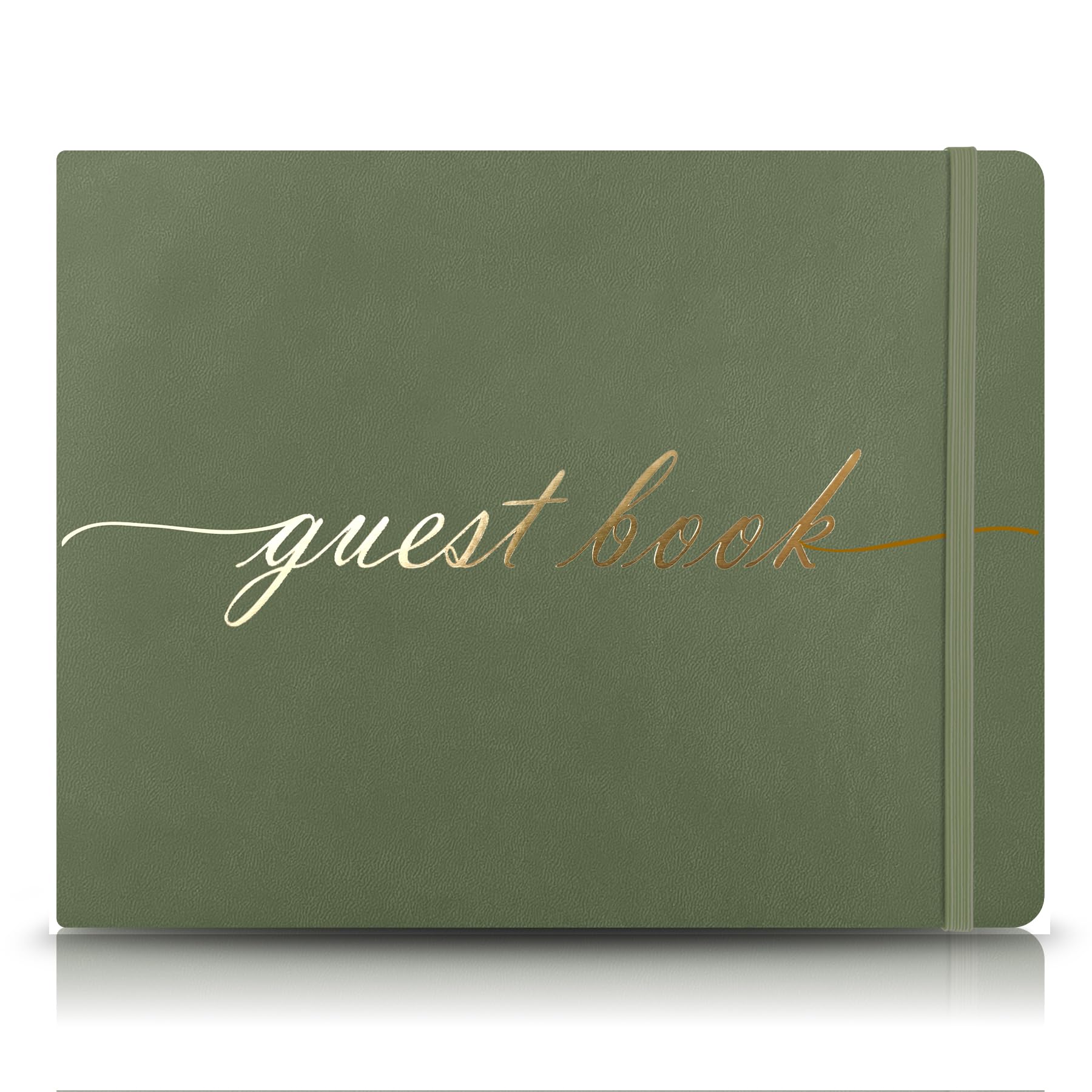 Elegante libro degli ospiti per matrimonio, perfetto per ricevimenti di nozze, baby shower, compleanni ed eventi speciali, 17,8 x 22,9 cm, 120 pagine a righe, copertina rigida in pelle, colore: verde