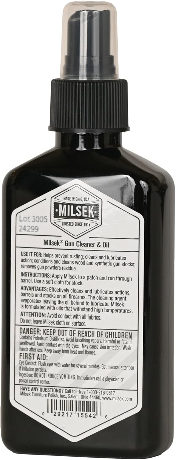 Milsek Gun Cleaner & Oil - Cleaning Supplies and Rust Remover for Rifles, Shotguns, Hand Guns and Pistol - 5 Fl Oz (Pack of 4)
