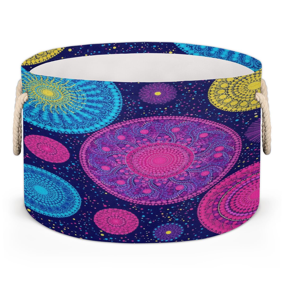 Panier à linge pliable et grand panier de rangement rond Mandala pour chambre enfant