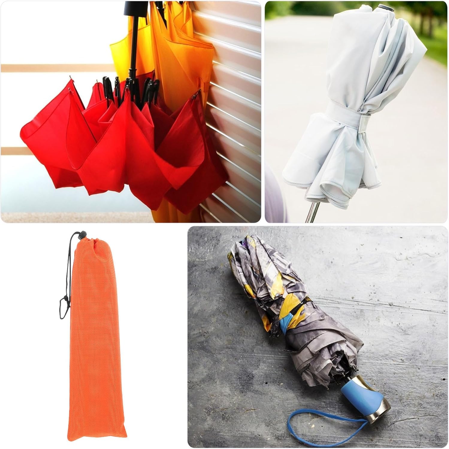 Waterproof Oxford Cloth Drawstring Bag for Folding Umbrellas, Orange image 5