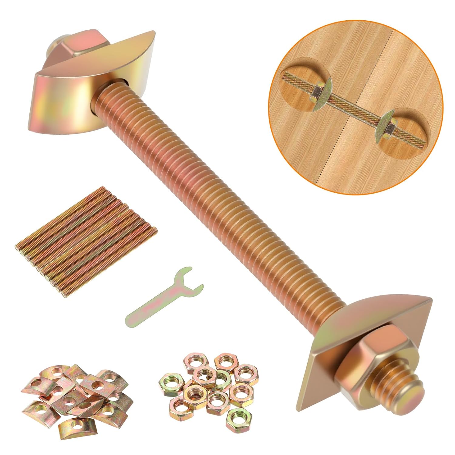 24 Pcs Countertop Connector Bolts, M8x100mm Joint Fasteners, Furniture Fastening Kit, Drawbolt/Bed/Butcher Block Miter Draw Bolt Flip Connector