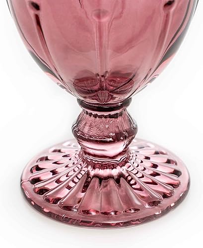 Miniatura 5 de Simple Elements - Juego de 6 copas de vino con relieve vintage, 3.5 pulgadas de ancho x 6.5 pulgadas de alto, 10 onzas