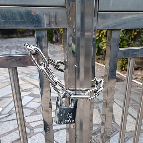 Miniatura 3 de WANLIAN Cerradura de cadena de seguridad con 0.315 in de grosor de acero endurecido especial de cadena redonda Cerraduras de cadena de ciclismo