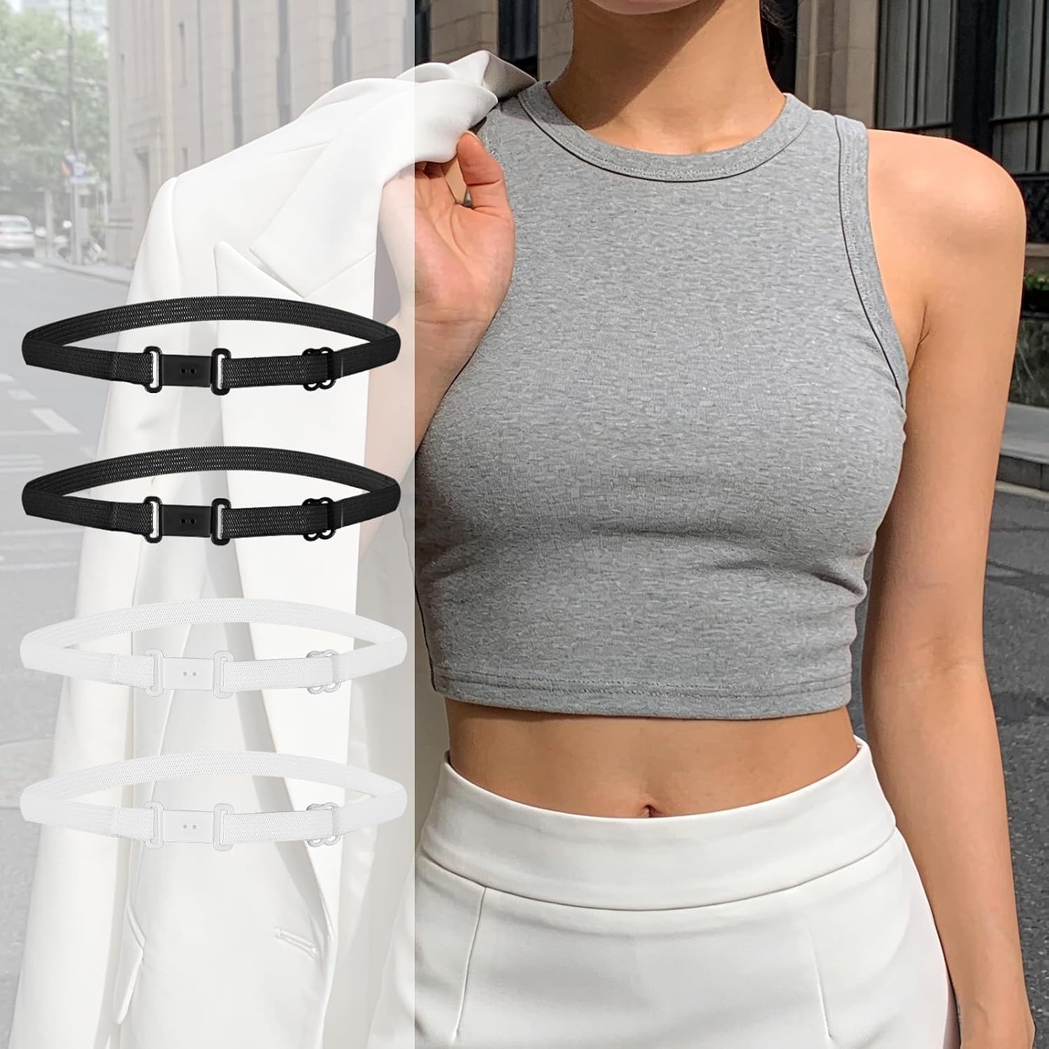 4Pcs Shirt Tuck Band Women for Tucking Shirt Sweater, Adjustable Crop Top Band Elastic Shirts Cropping Bands to Change the Style of Your Tops