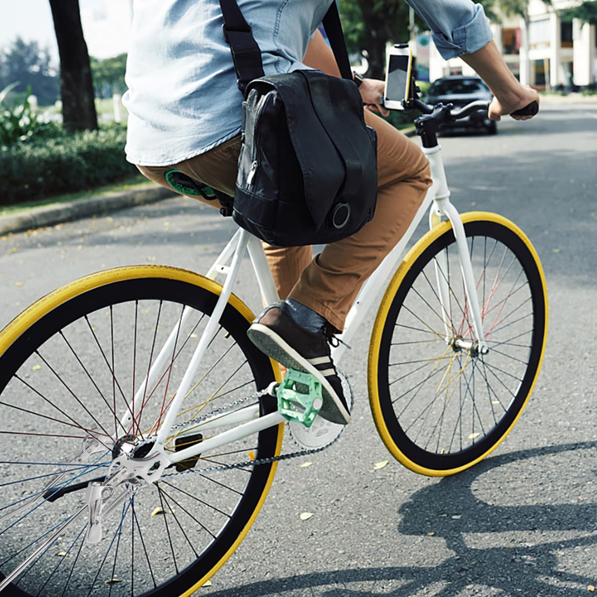 Cavalletto per Bicicletta da 20 Pollici in Ferro Argento | Supporto Posteriore Doppio, Struttura per Parcheggio, Aiuta a Mantenere la Bici Stabile e Sicura