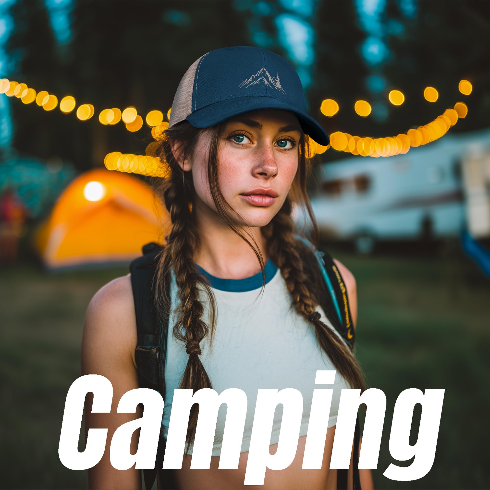 Mountain & Tree - Gorra de camionero para hombre y mujer, gorra de béisbol bordada para senderismo y camping