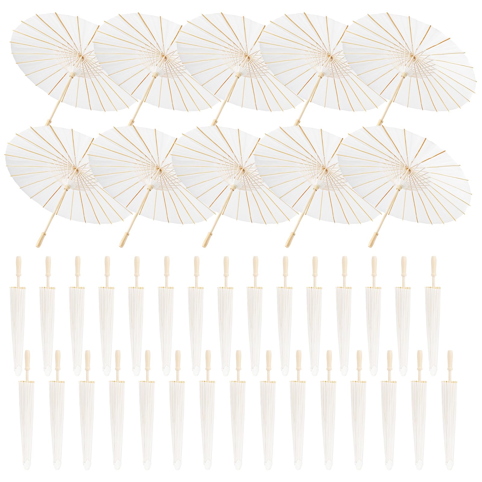 Weiße Papierschirme, 84 cm, geölt, chinesischer und japanischer Stil, weiße Papier-Sonnenschirme, Großpackung für DIY-Malerei, Hochzeit, Brautparty, Deckendekoration, 40 Stück