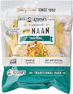 Atoria's Family Bakery Mini Traditional Naan Flatbread 8 Pack | 32 Individual Mini Naans | Fresh Baked, All Natural, GMO Free and No Artificial Preservatives or Flavors 8-Packs of 4 Sheets (32 Sheets)