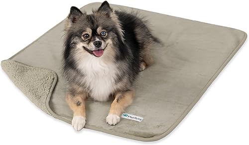 PetAmi Manta impermeable para perros y gatos, a prueba de orina para sofá, reversible, forro polar suave, lavable, 29 x 40 pulgadas, color gris pardo
