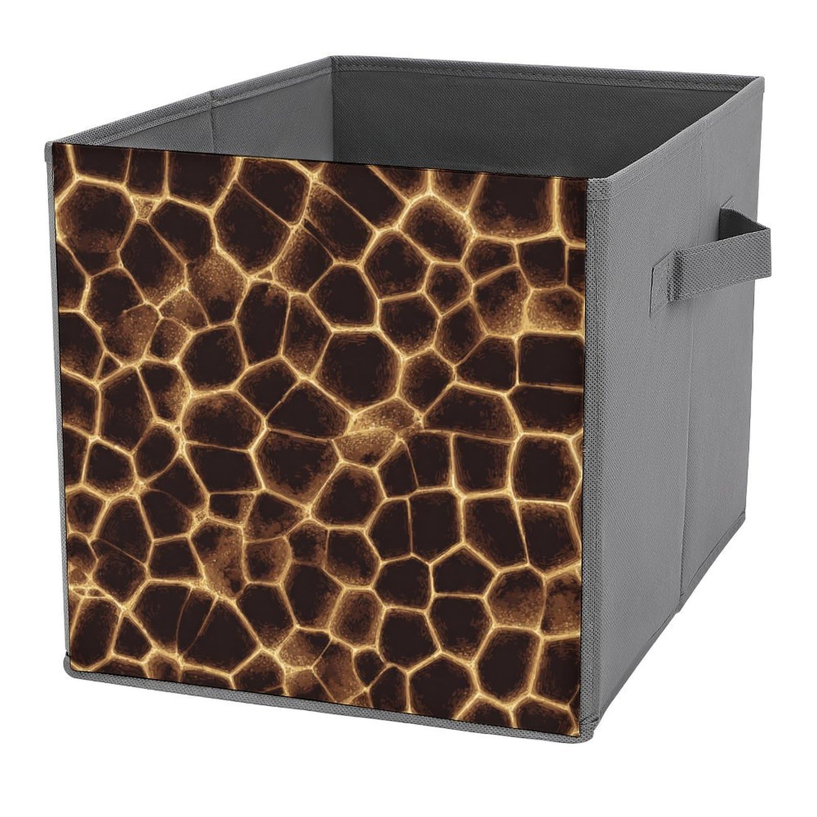 Jubonexis Tortoise Shell Brown Cube Storage Bins Storage Cubes Foldable Decorative Fabric Storage Baskets Home Organizers with Handles for Shelves,Closet, 27x27 CM